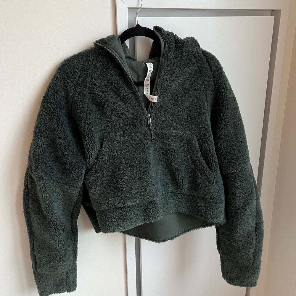 lululemon fuzzy green scuba half zip new